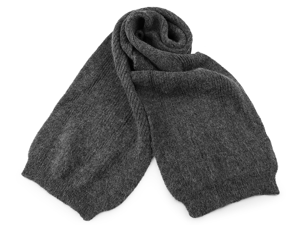 Fular de iarnă unisex tricotat 25x150 cm, gri, 1 buc