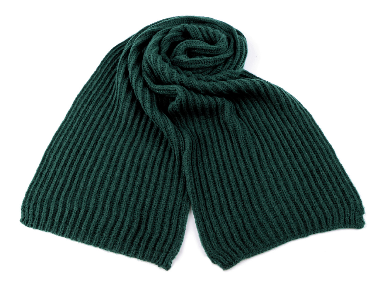 Fular de iarnă tricotat 27x175 cm, verde închis, 1 buc