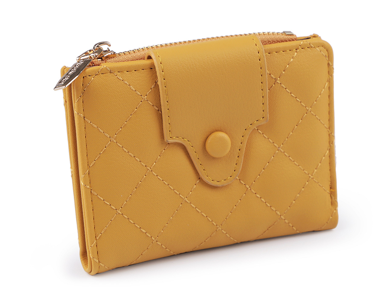 Damen-Portemonnaie gesteppt 9x12 cm, Senfgelb, 1 Stück