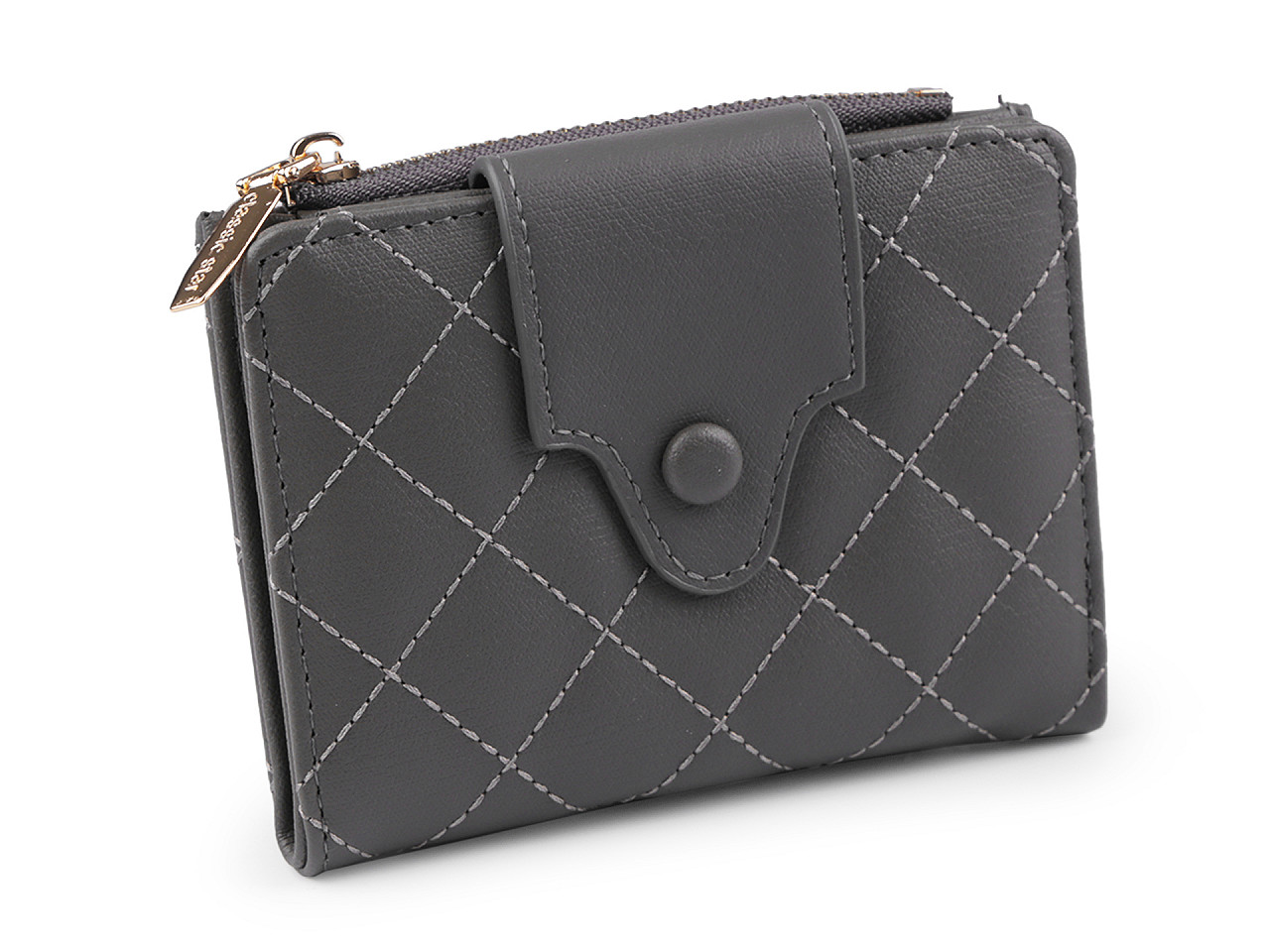 Women's quilted wallet 9x12 cm, dark gray, 1 pc