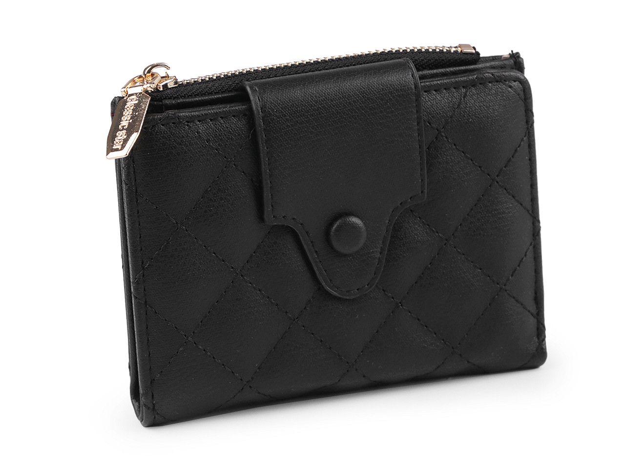 Damen-Portemonnaie gesteppt 9x12 cm, schwarz, 1 Stück
