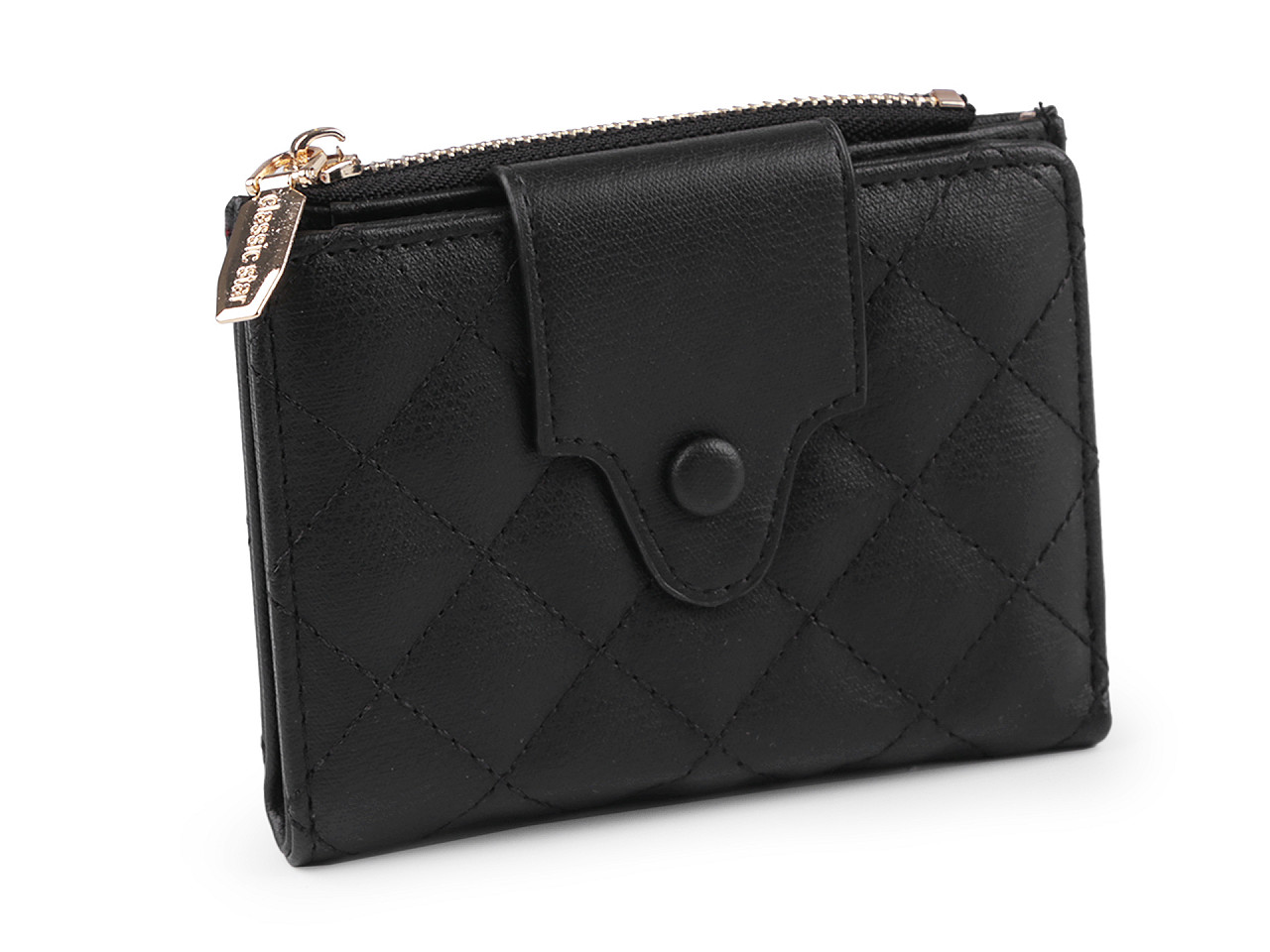 Women's quilted wallet 9x12 cm, black, 1 pc