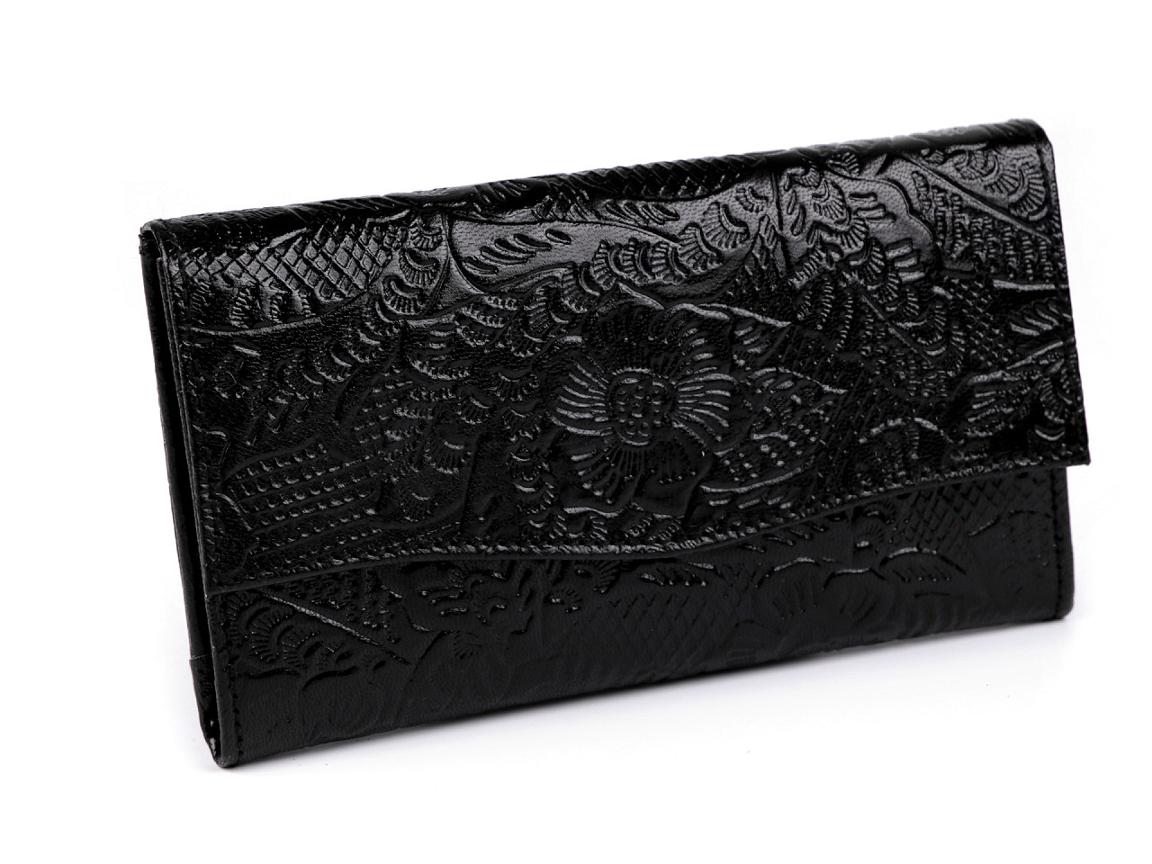 Damen-Geldbörse aus Leder 9x17,5 cm, schwarz, 1 Stück