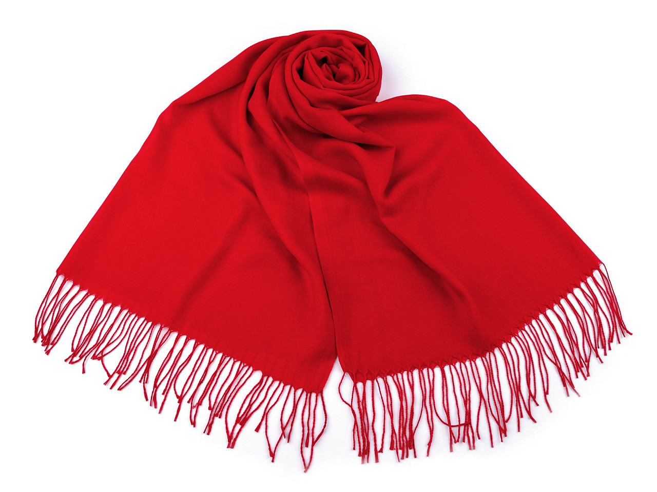 Einfarbiger Schal mit Fransen 70x165 cm, rot, 1 Stk.