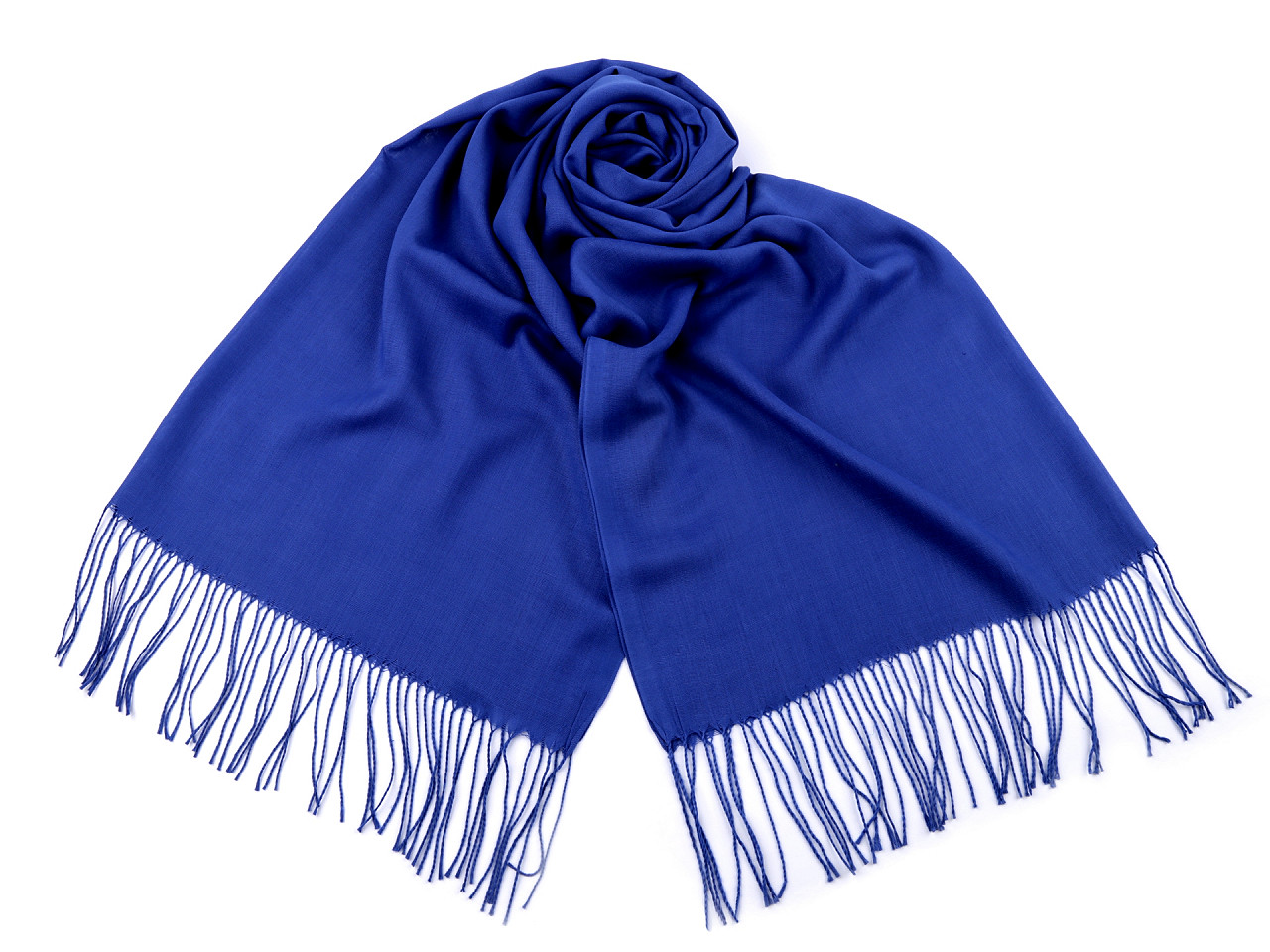 Einfarbiger Schal mit Fransen 70x165 cm, blau, 1 Stk.