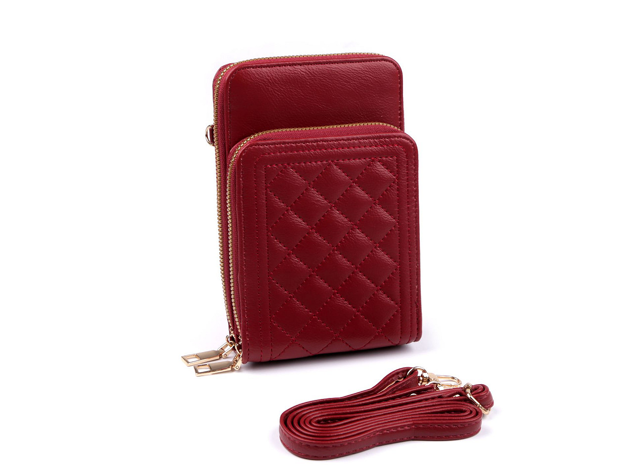 Portofel cu buzunar pentru telefon, tip crossbody, 11x18 cm, roșu, 1 buc