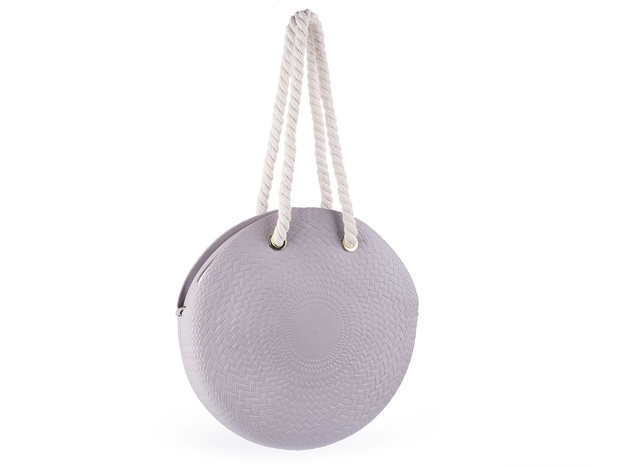 Runde Damenhandtasche aus Silikon Ø40 cm mit Reißverschluss, hellgrau, 1 Stück