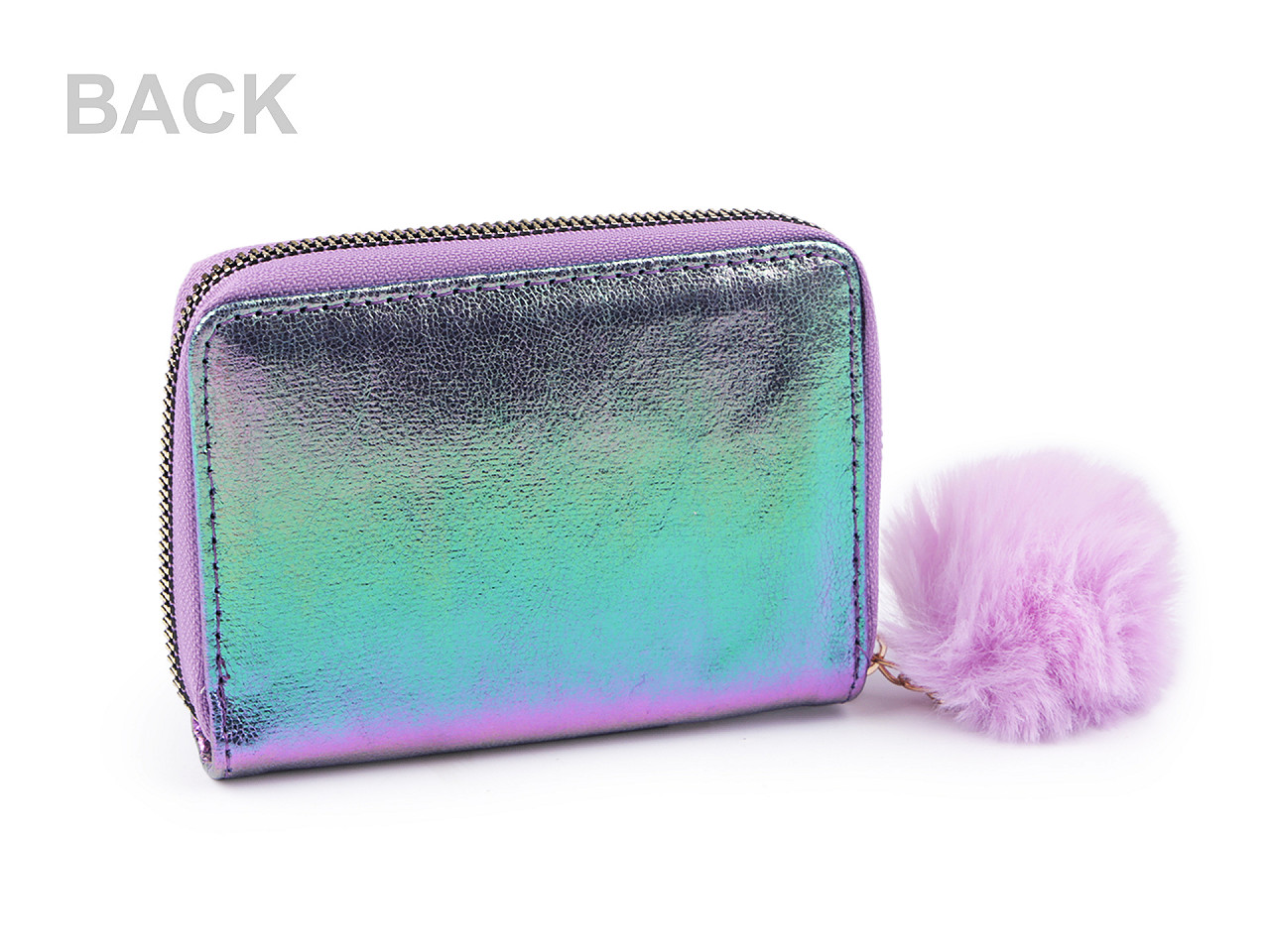 Girls metallic wallet with a tassel 9x13 cm, multicoloured, 1 pc