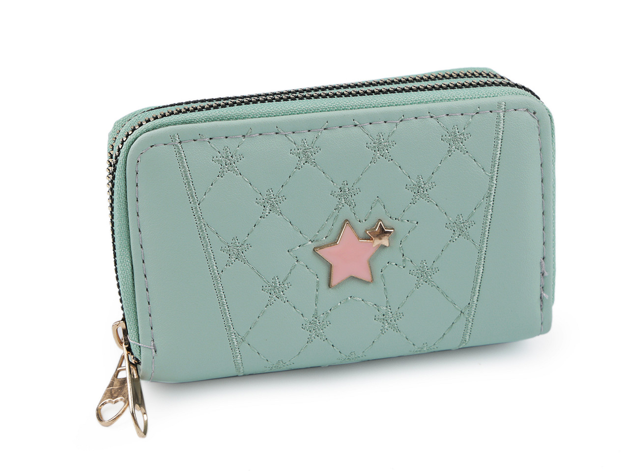 Damen-/Mädchen-Brieftasche doppelt 8x13 cm, hellgrün, 1 Stk.