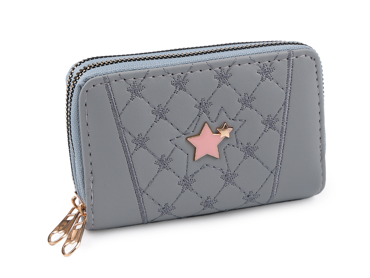 Damen-/Mädchen-Brieftasche doppelt 8x13 cm, grau, 1 Stk.