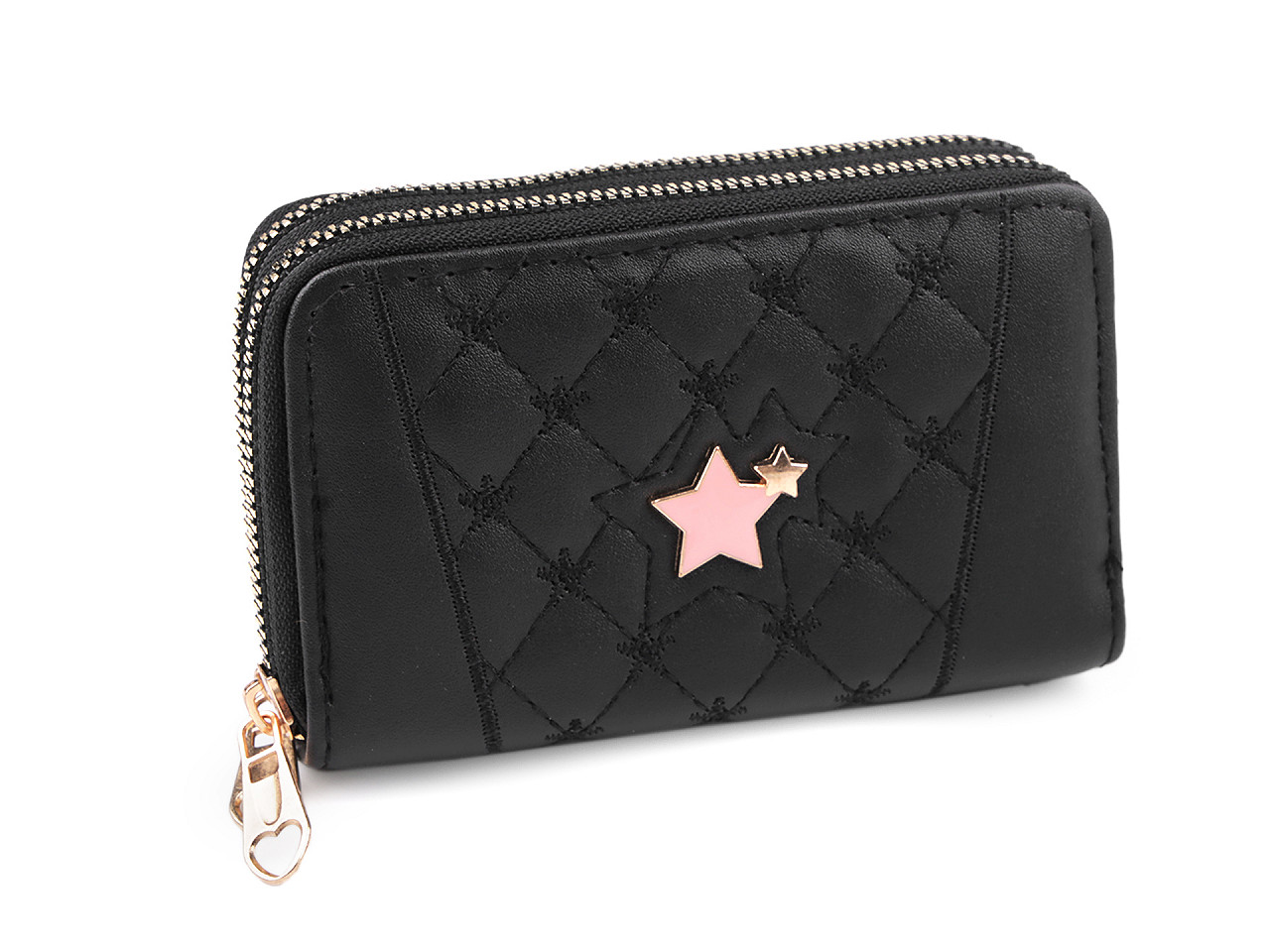 Damen-/Mädchen-Brieftasche doppelt 8x13 cm, schwarz, 1 Stk.