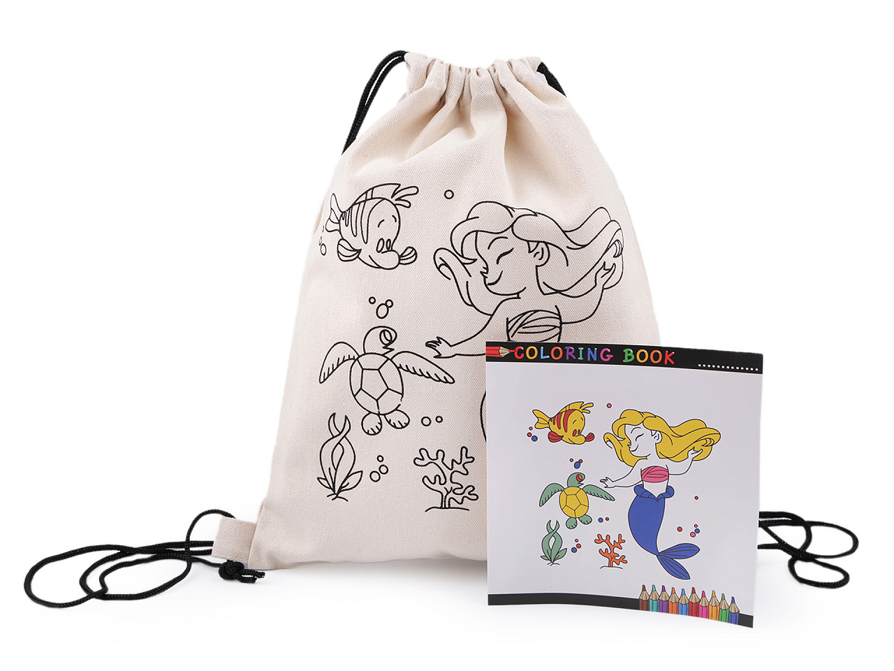 Bavlněný pytlík / vak na přezůvky k domalování 27x35 cm, střední, 2 režná světlá medvěd