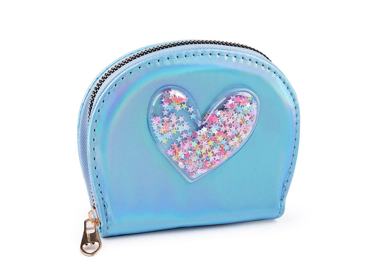 Mädchen-Herz-Geldbörse mit Wendepailletten 10,5x13 cm, hellblau, 1 Stück