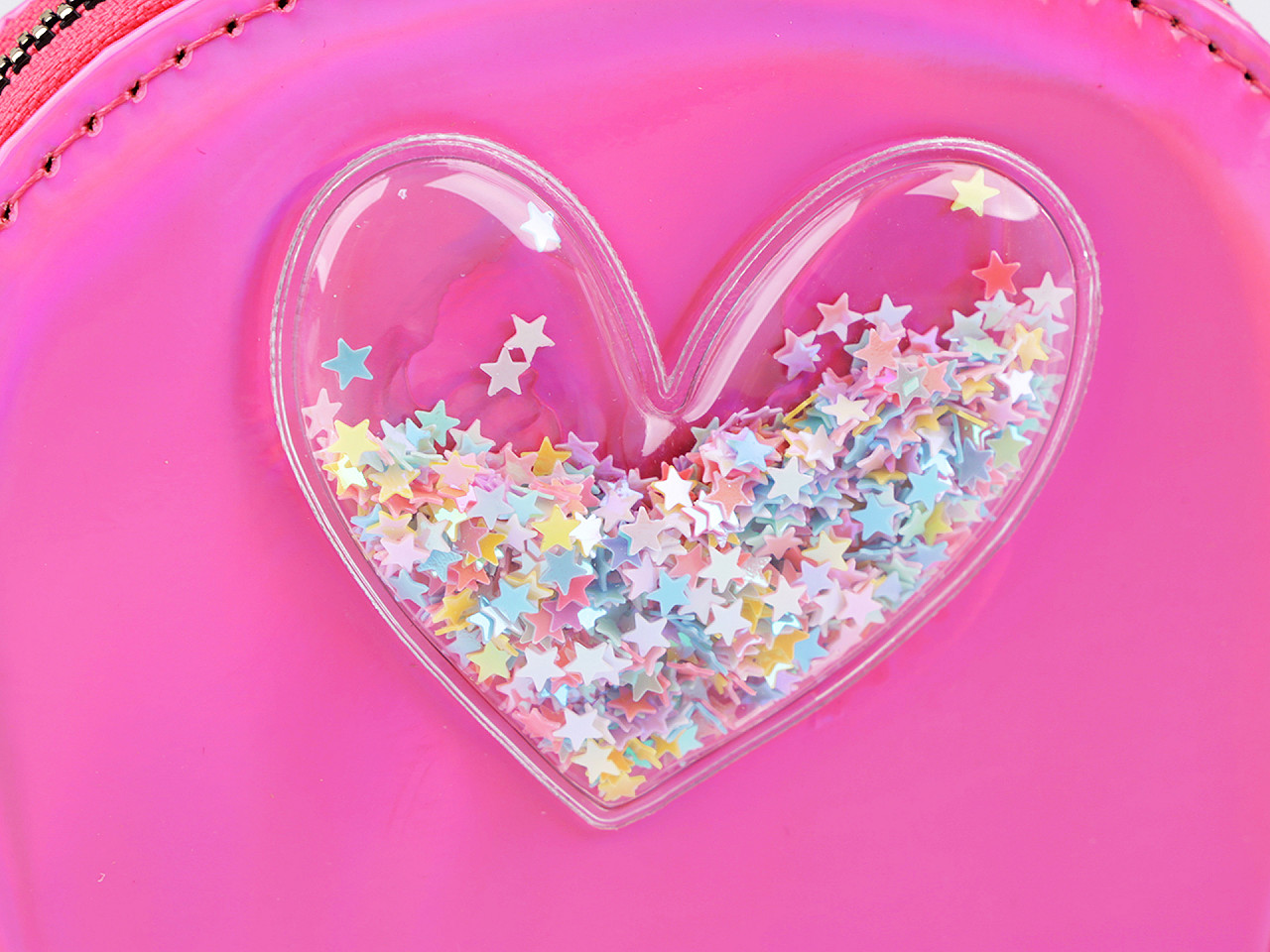 Portofel pentru fete în formă de inimă cu paiete reversibile 10,5x13 cm, albastru deschis, 1 buc