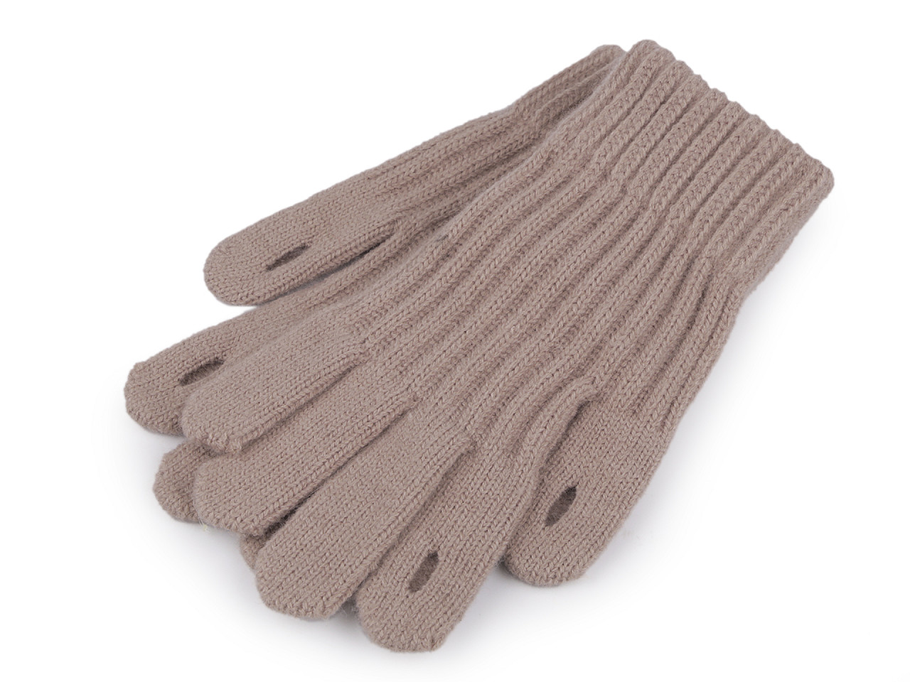 Mănuși tricotate cu degete tactile, bej, 1 pereche