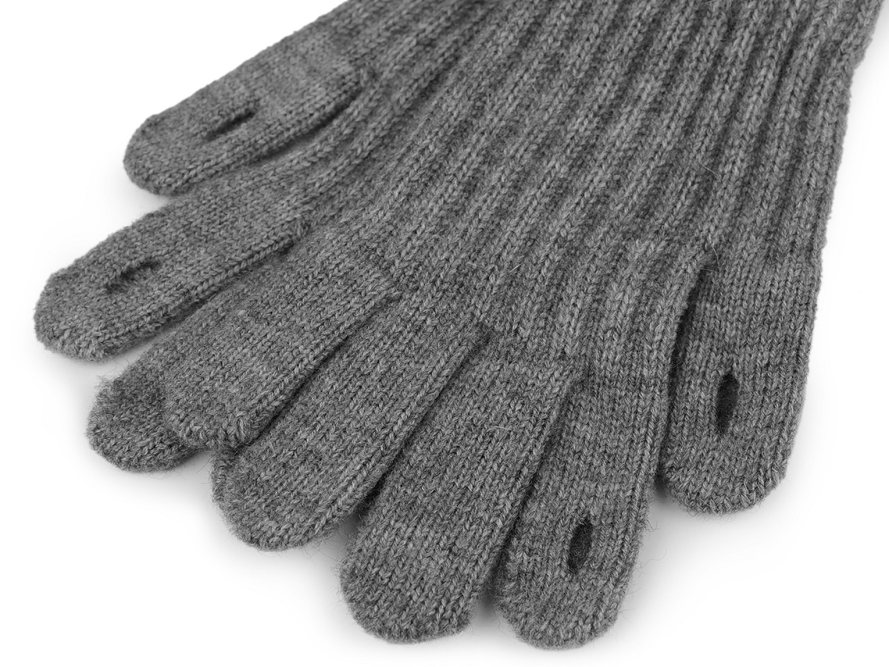 Mănuși tricotate cu degete tactile, gri, 1 pereche