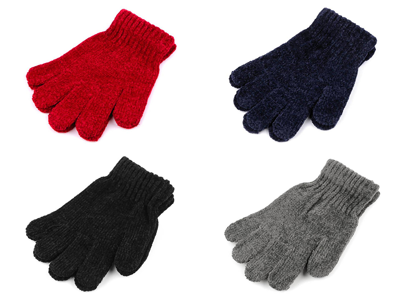 Dětské žinylkové rukavice, velké, 5 černá žíhaná