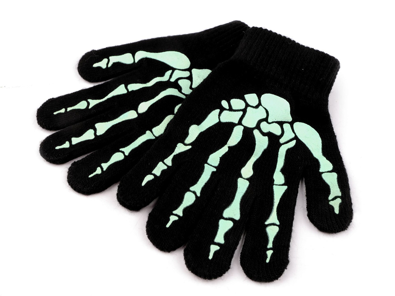 Mănuși tricotate pentru copii, fosforescente, negre, 1 pereche