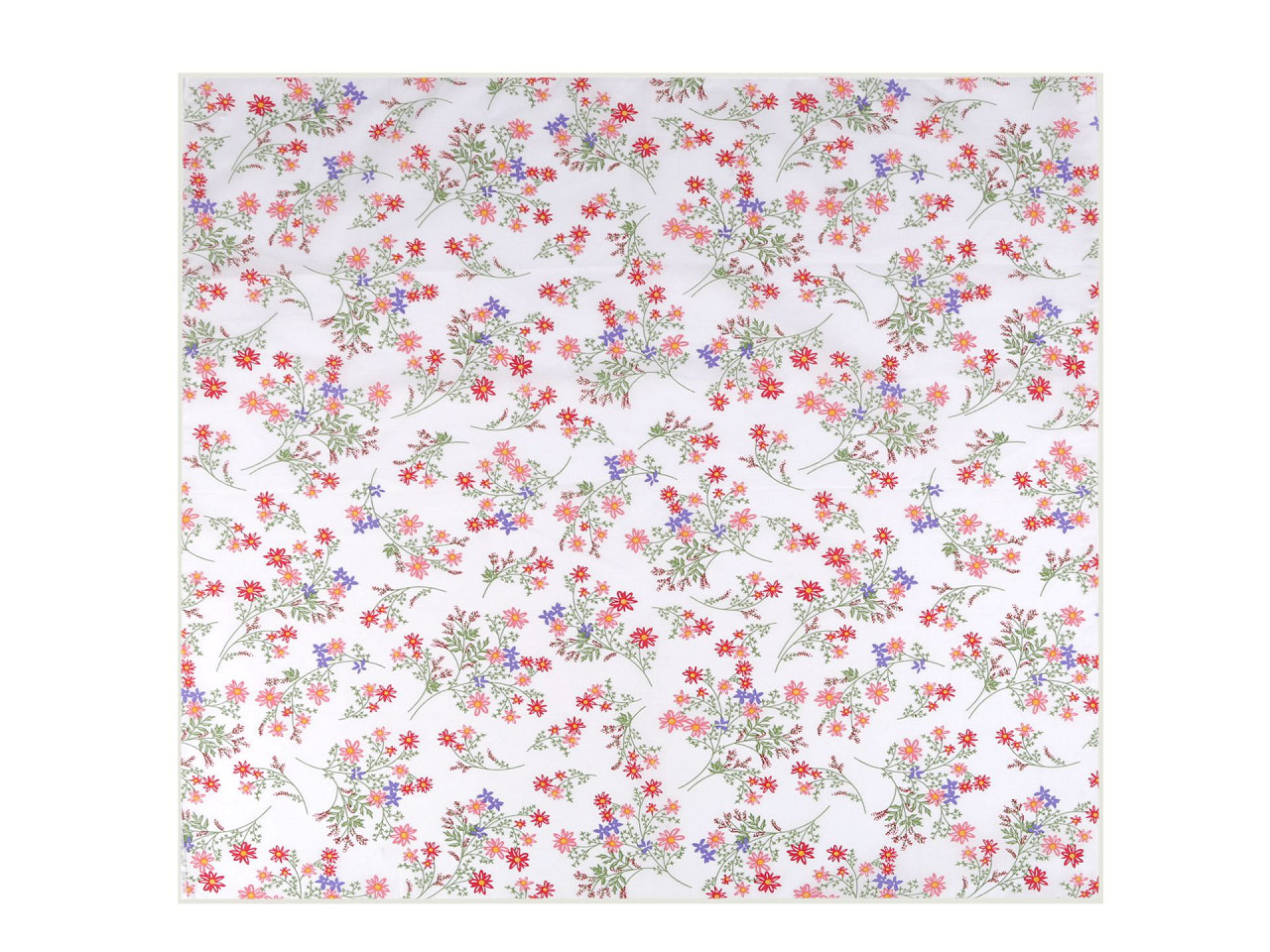Baumwolltuch mit Wiesenblumen 55x55 cm, weiß, 1 Stk.