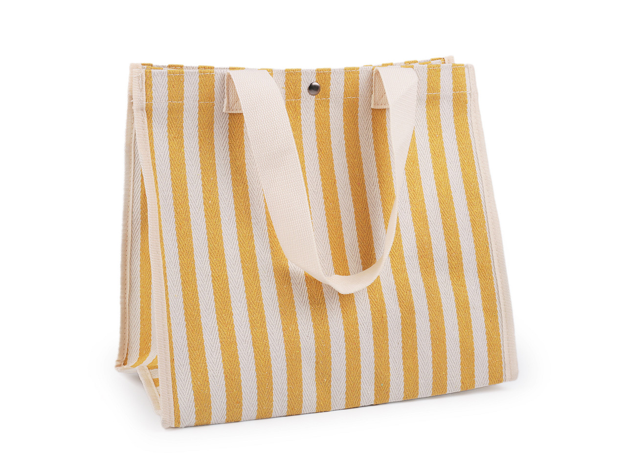 Cotton bag solid with stripes 33x32 cm, mustard, 1 pc