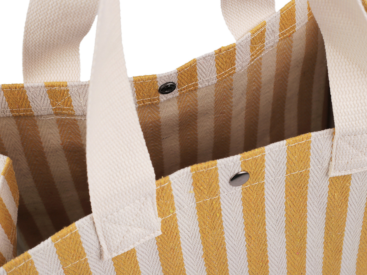 Cotton bag solid with stripes 33x32 cm, mustard, 1 pc