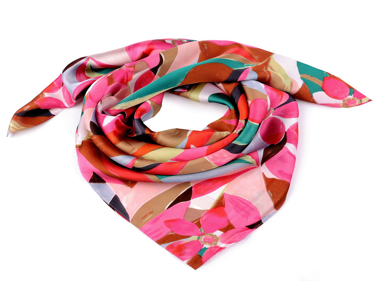 Satin scarf 70x70 cm, pink, 1 pc