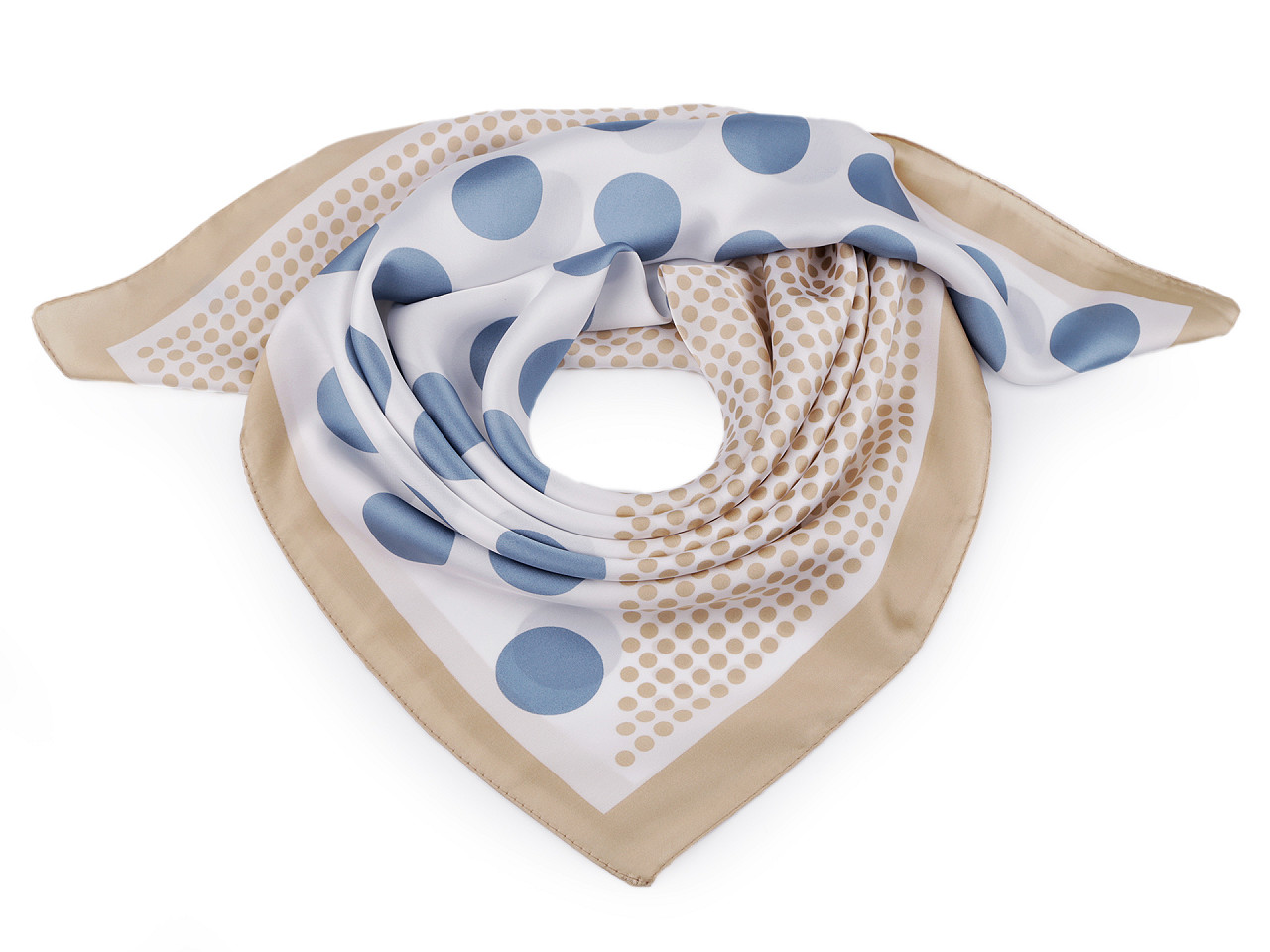 Satin scarf polka dot 70x70 cm, beige, 1 pc