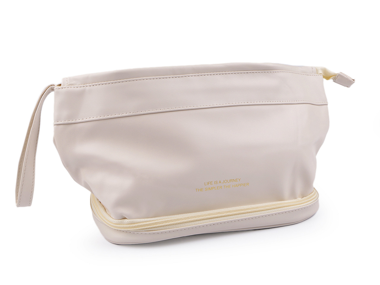 Cosmetic bag washable large 20x34 cm, light beige, 1 pc