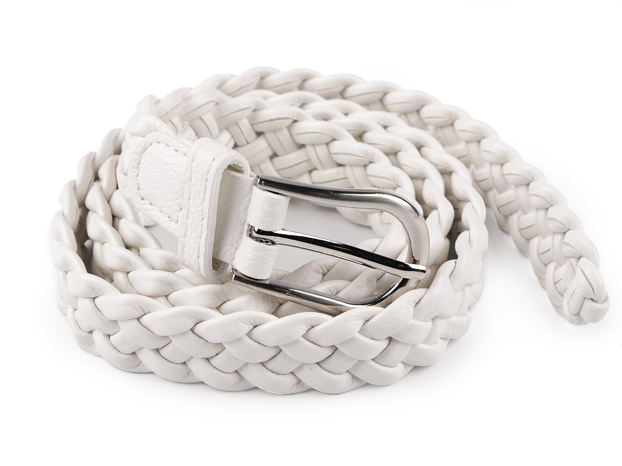 Womens / girls braided belt, white, 1 pc