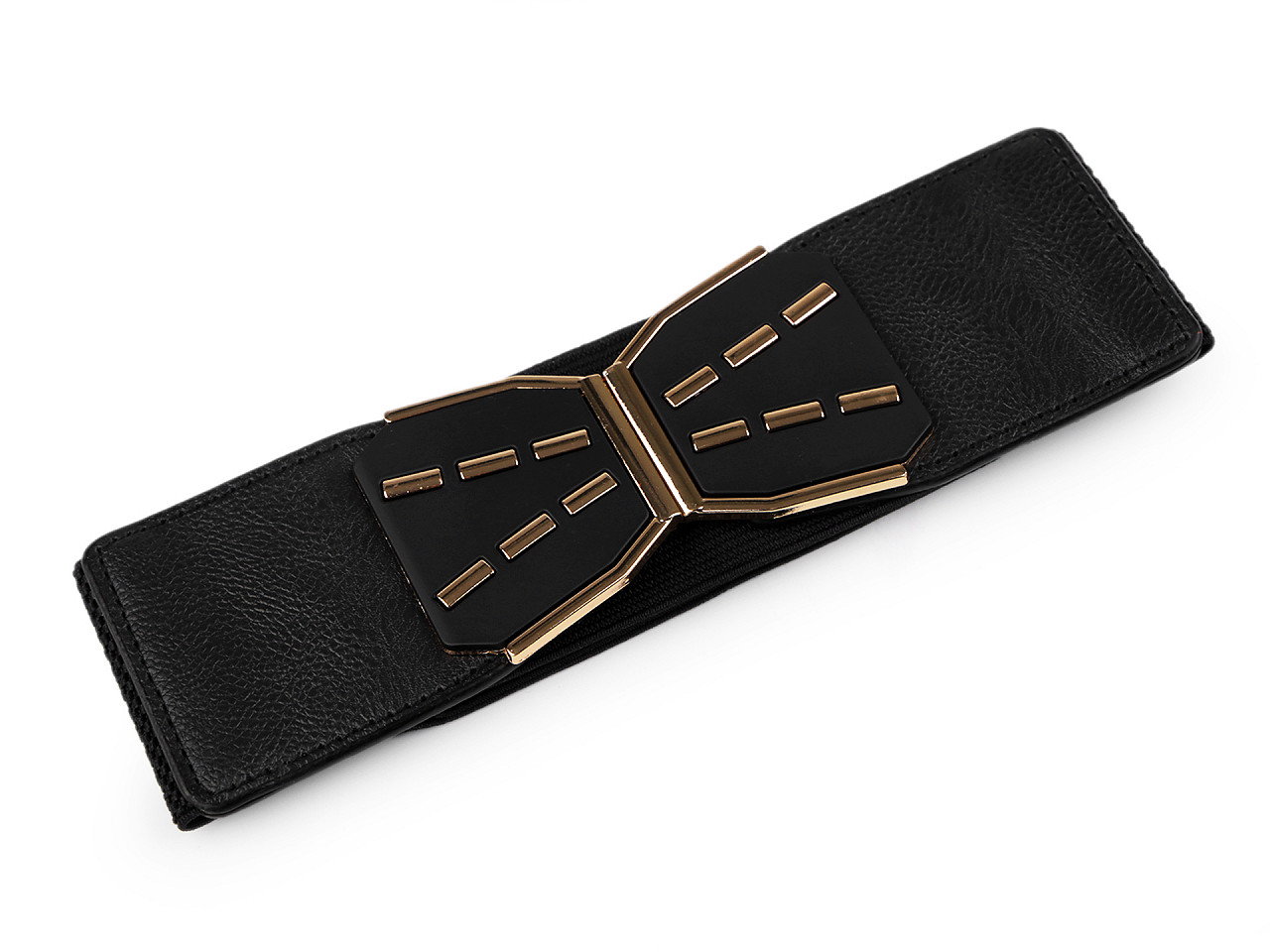 Women's elastic belt, width 6 cm, metal buckle, black, 1 pc