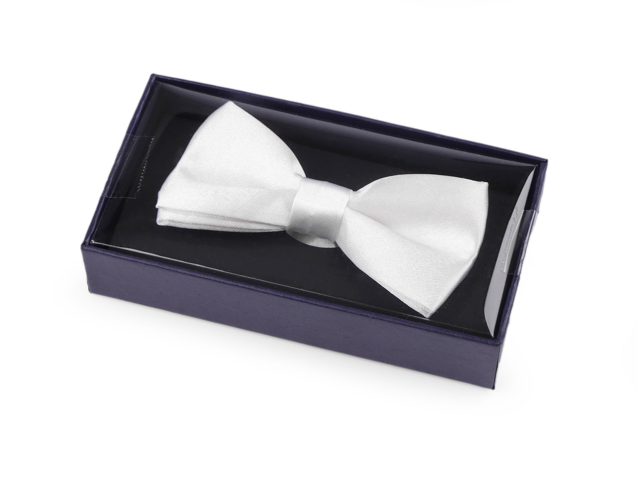 Small satin Bow Tie in a box, white, 1 pc