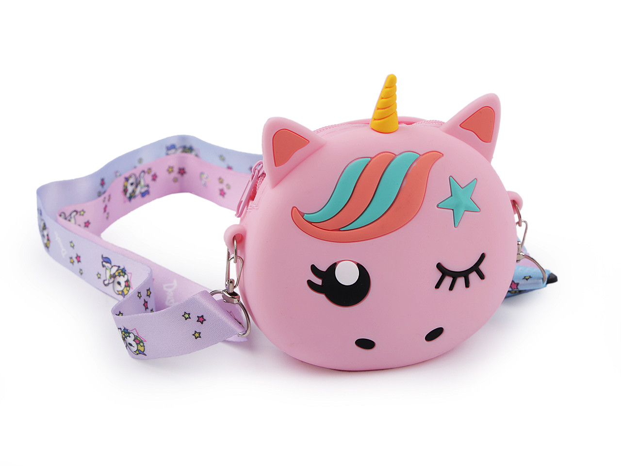 Children's unicorn handbag / case 11.5 x 12 cm, pink light, 1 pc