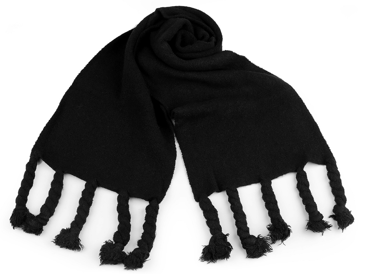Fular de iarnă tricotat 28x170 cm, negru, 1 buc