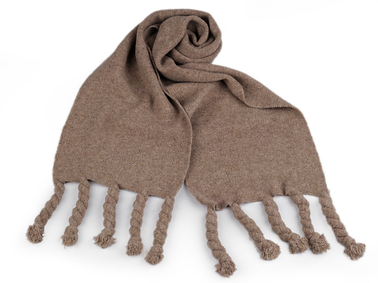 Fular de iarnă tricotat 28x170 cm, bej, 1 buc