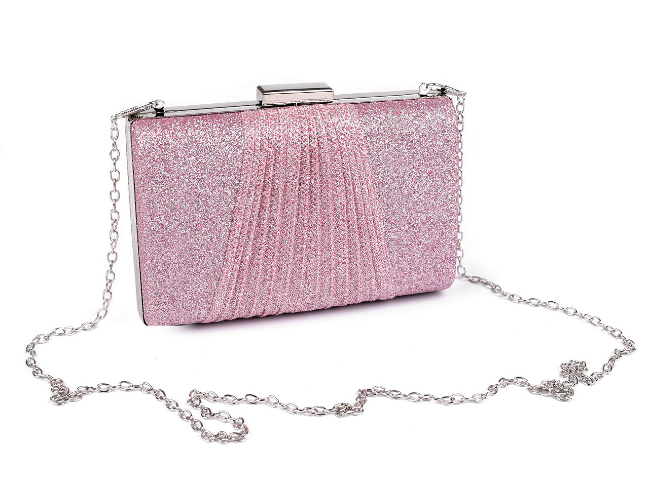 Handbag - clutch with glitter, pink, 1 pc