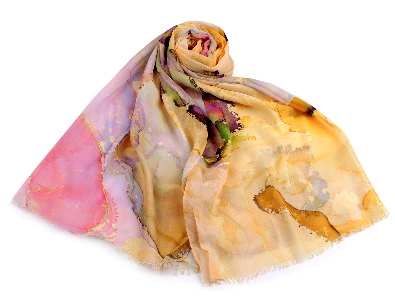 Scarf / shawl batik 70x175 cm, mustard, 1 pc