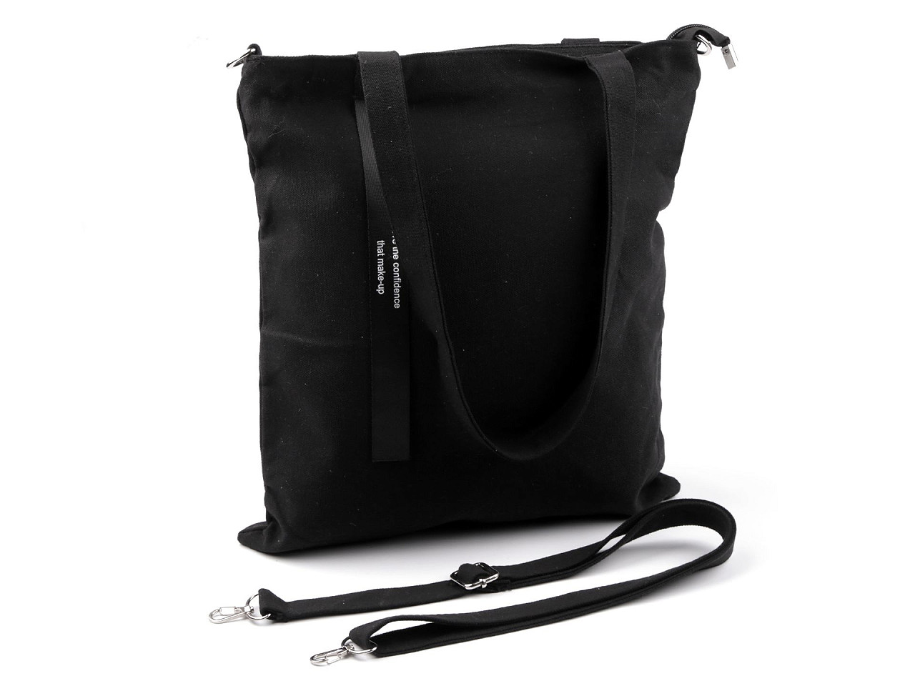 Textile bag / crossbody cotton 33x38 cm, black, 1 pc