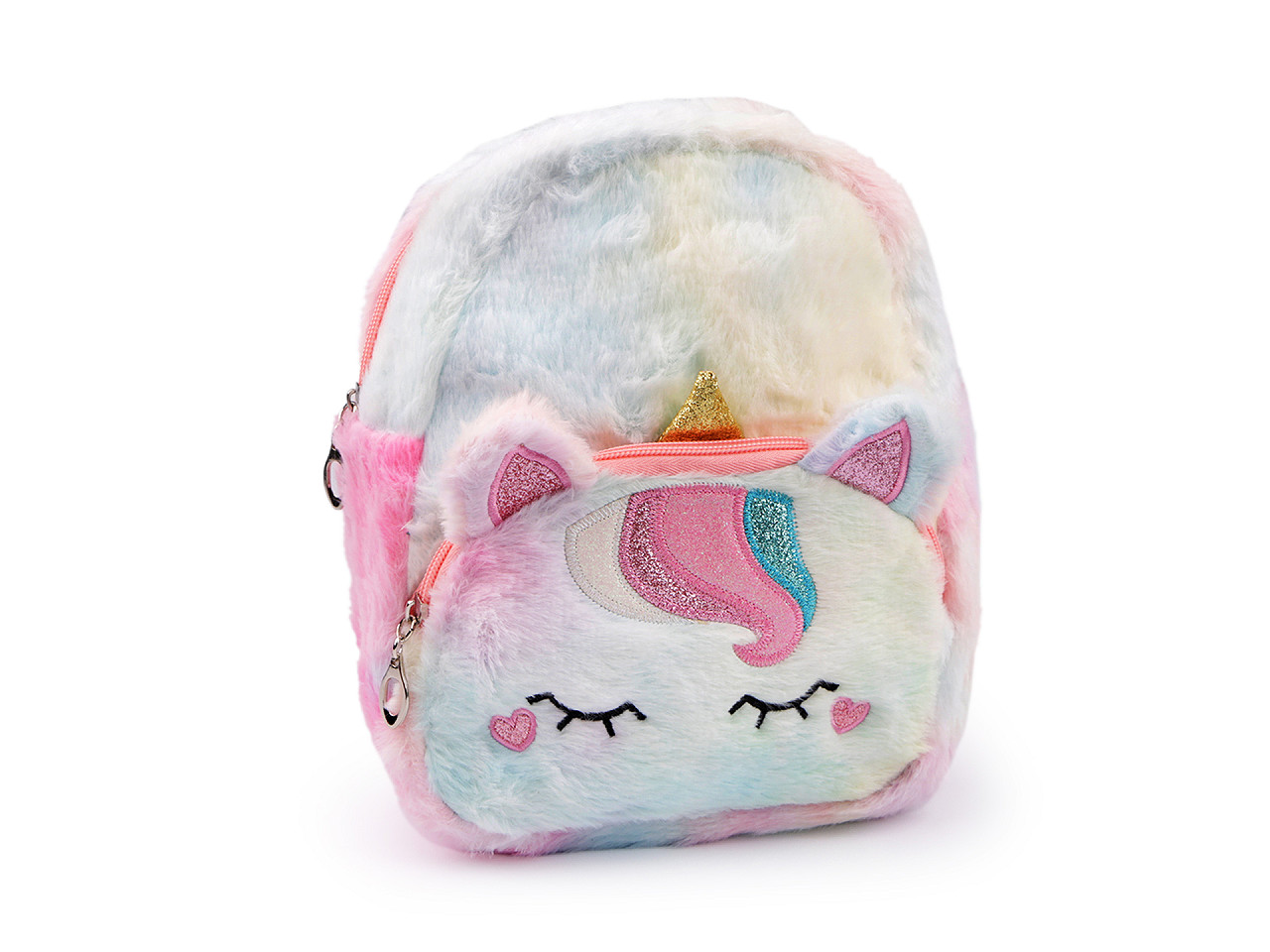 Children's backpack unicorn plush 23x24 cm, light cream, 1 pc