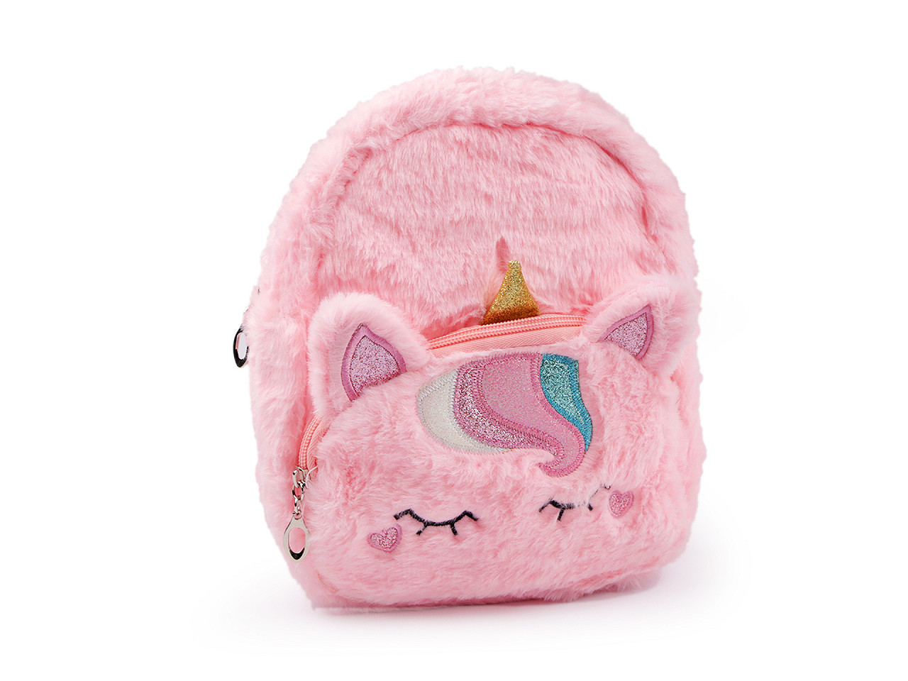 Children's backpack unicorn plush 23x24 cm, pink light, 1 pc