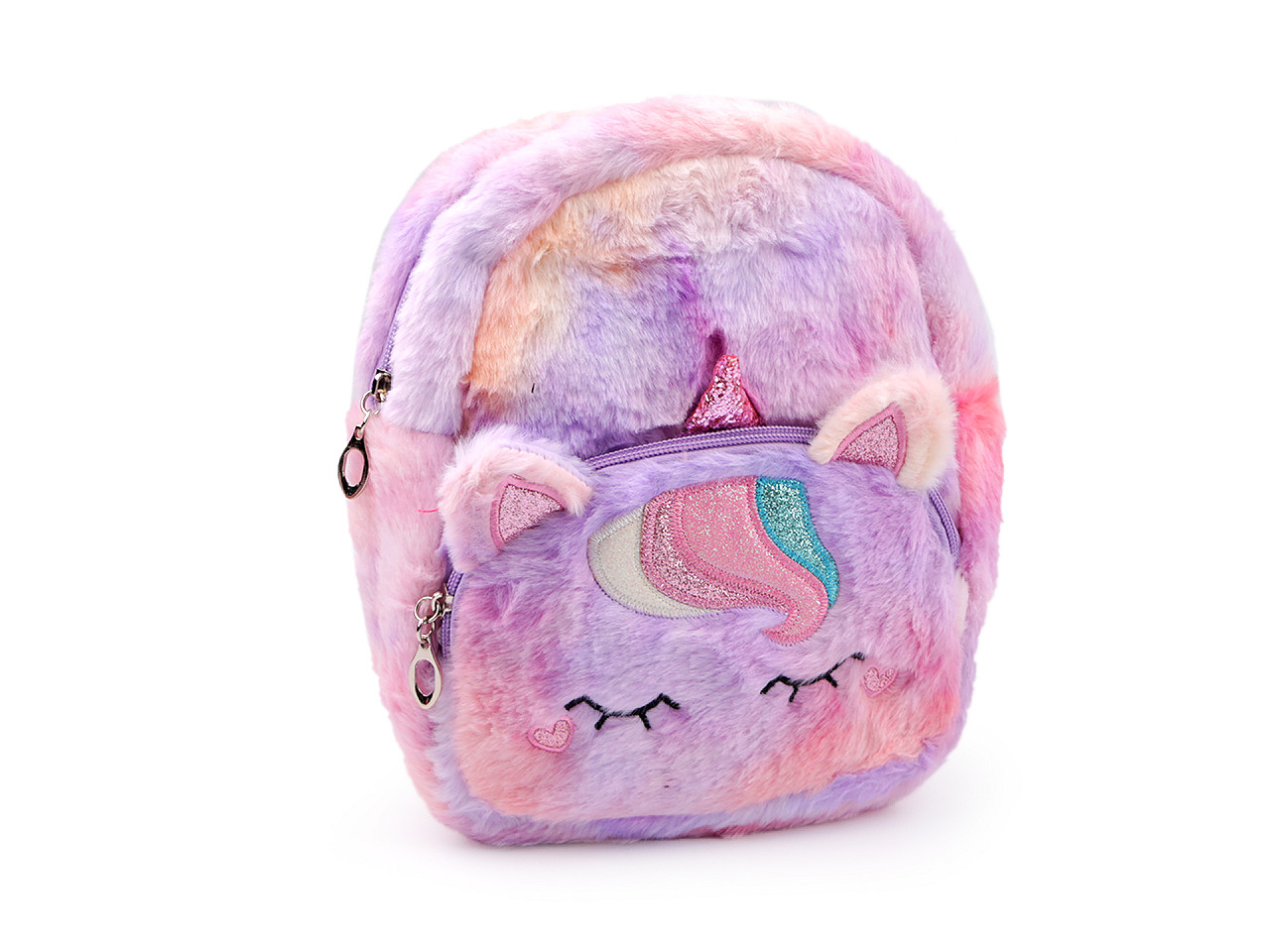 Children's backpack unicorn plush 23x24 cm, purple light, 1 pc