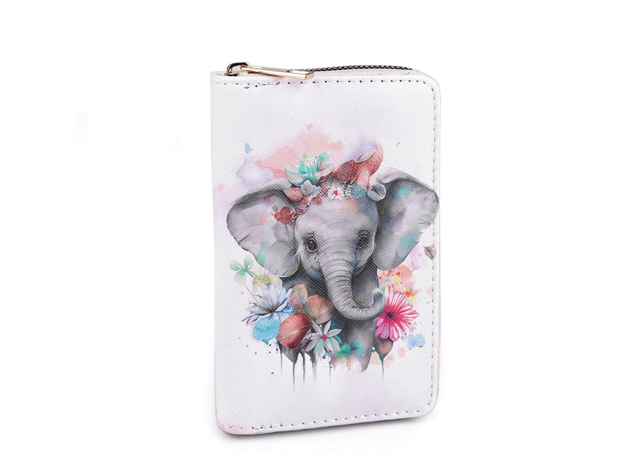 Women's / girls' elephant wallet 10x15.5 cm, light gray, 1 pc