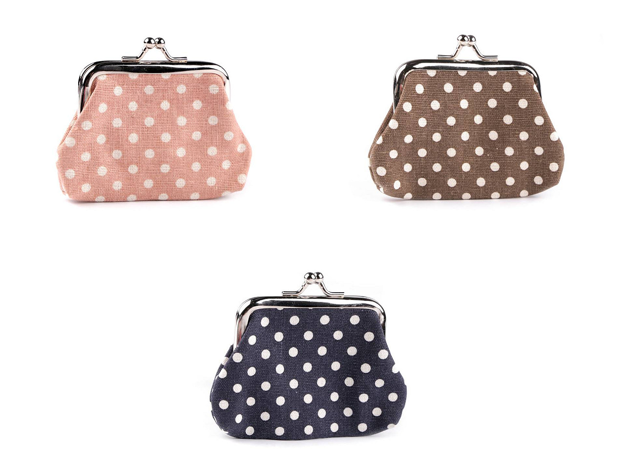 Malá peněženka / mincovka s puntíky, textilní, malé, 1 pudrová