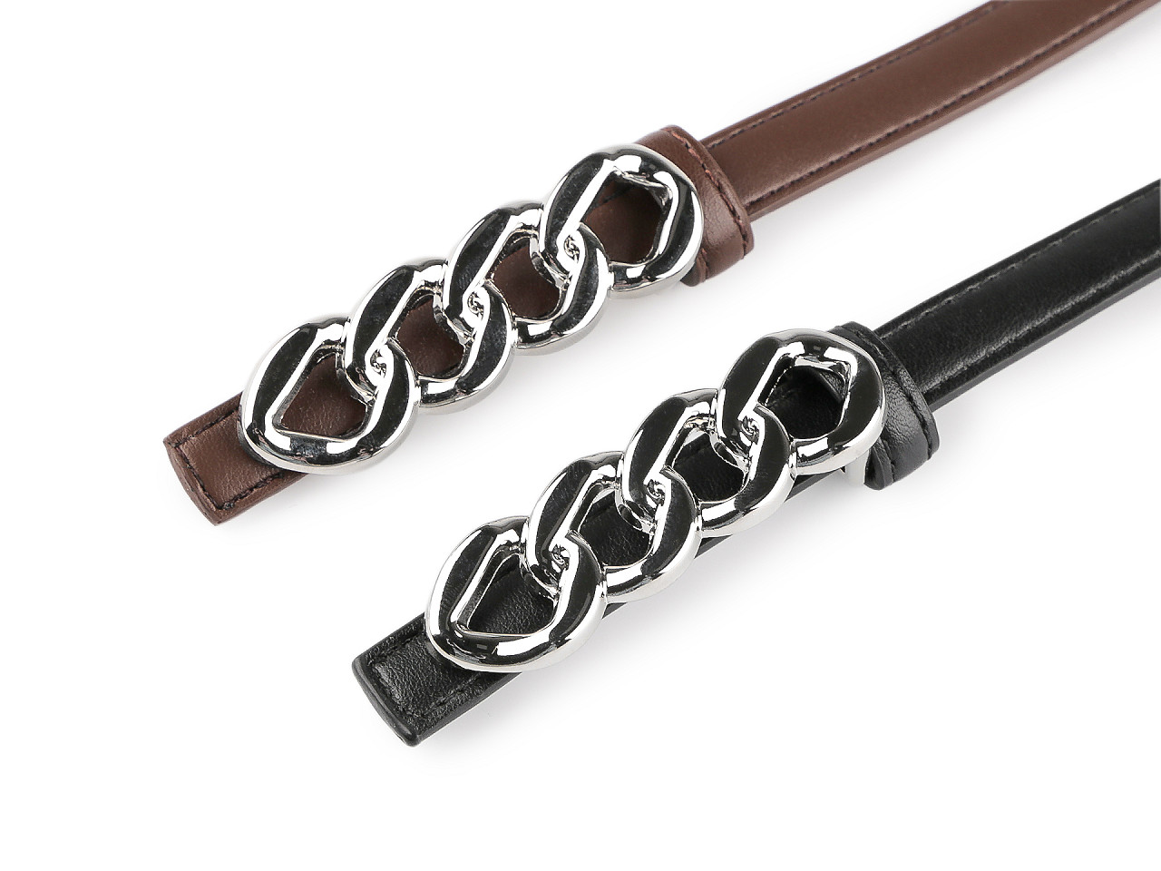 Dámský pásek šíře 13 mm, 18 mm, velké, 16 (1,3 cm) hnědá stříbrná