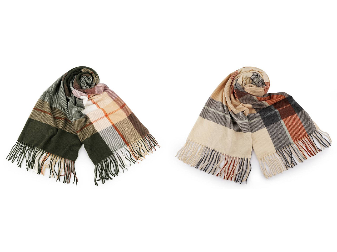 Šátek / šála / pléd s třásněmi 65x175 cm, střední, 3 béžová světlá hnědá