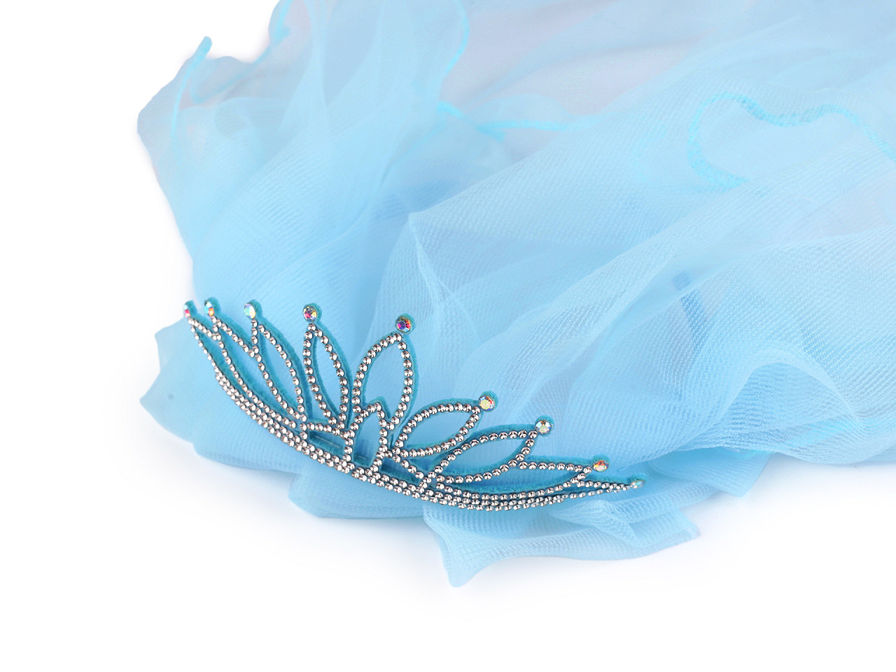 Čelenka / korunka do vlasů se závojem, střední, 14 bílá