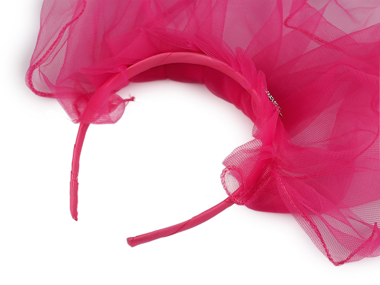 Čelenka / korunka do vlasů se závojem - na párty / rozlučku se svobodou, střední, 20 růžová sv.