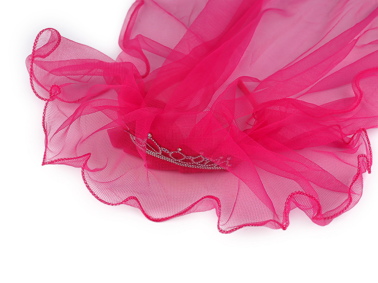 Čelenka / korunka do vlasů se závojem - na párty / rozlučku se svobodou, střední, 17 pink