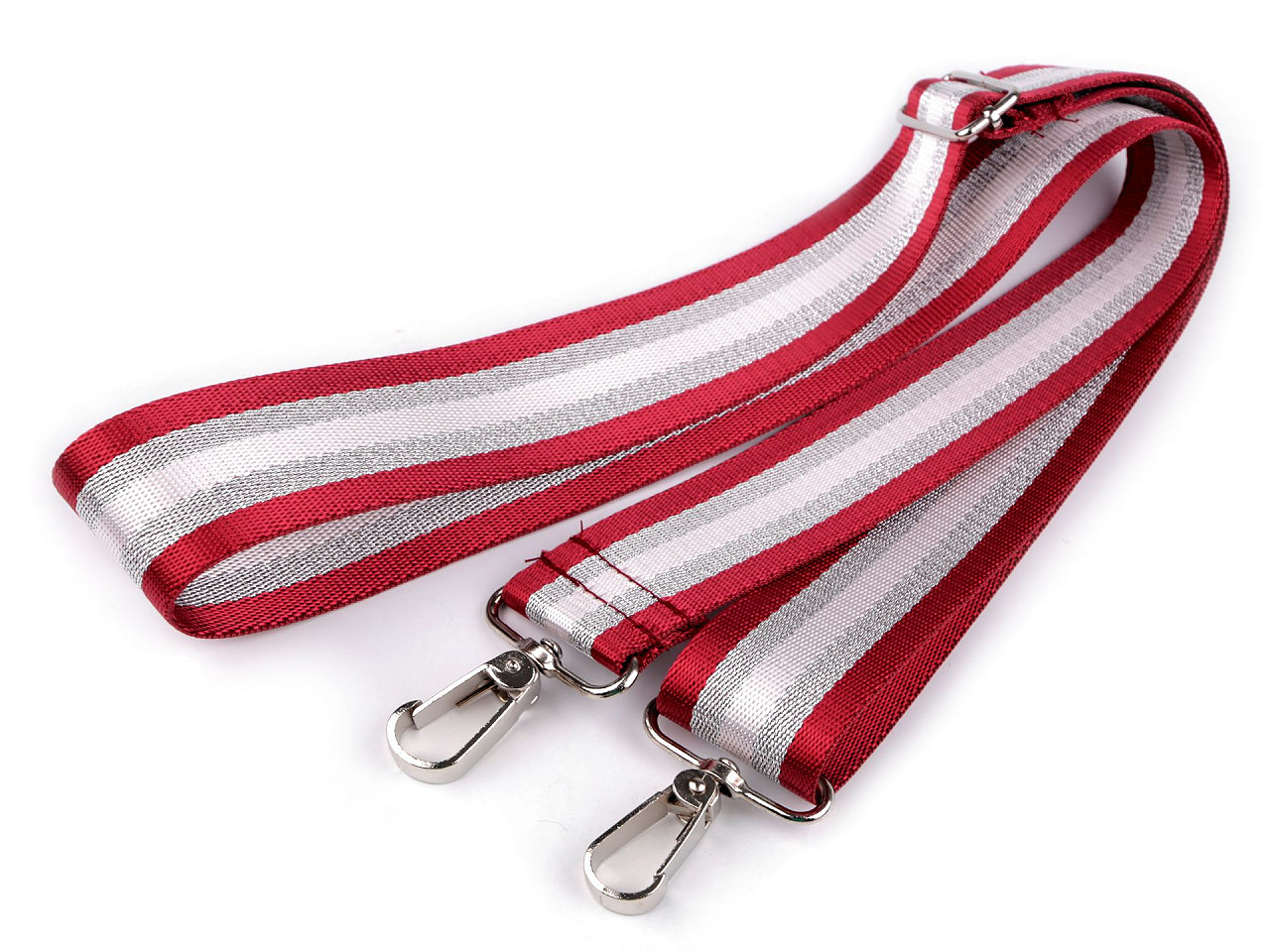 Textile handle / strap for bag with carabiners, width 3.8 cm, red, 1 pc