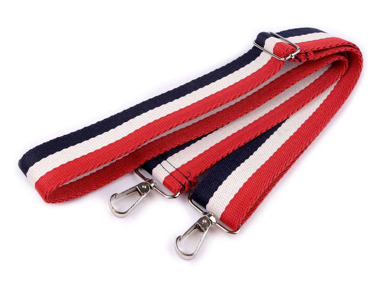 Textile handle / strap for bag with carabiners, width 3.8 cm, red, 1 pc