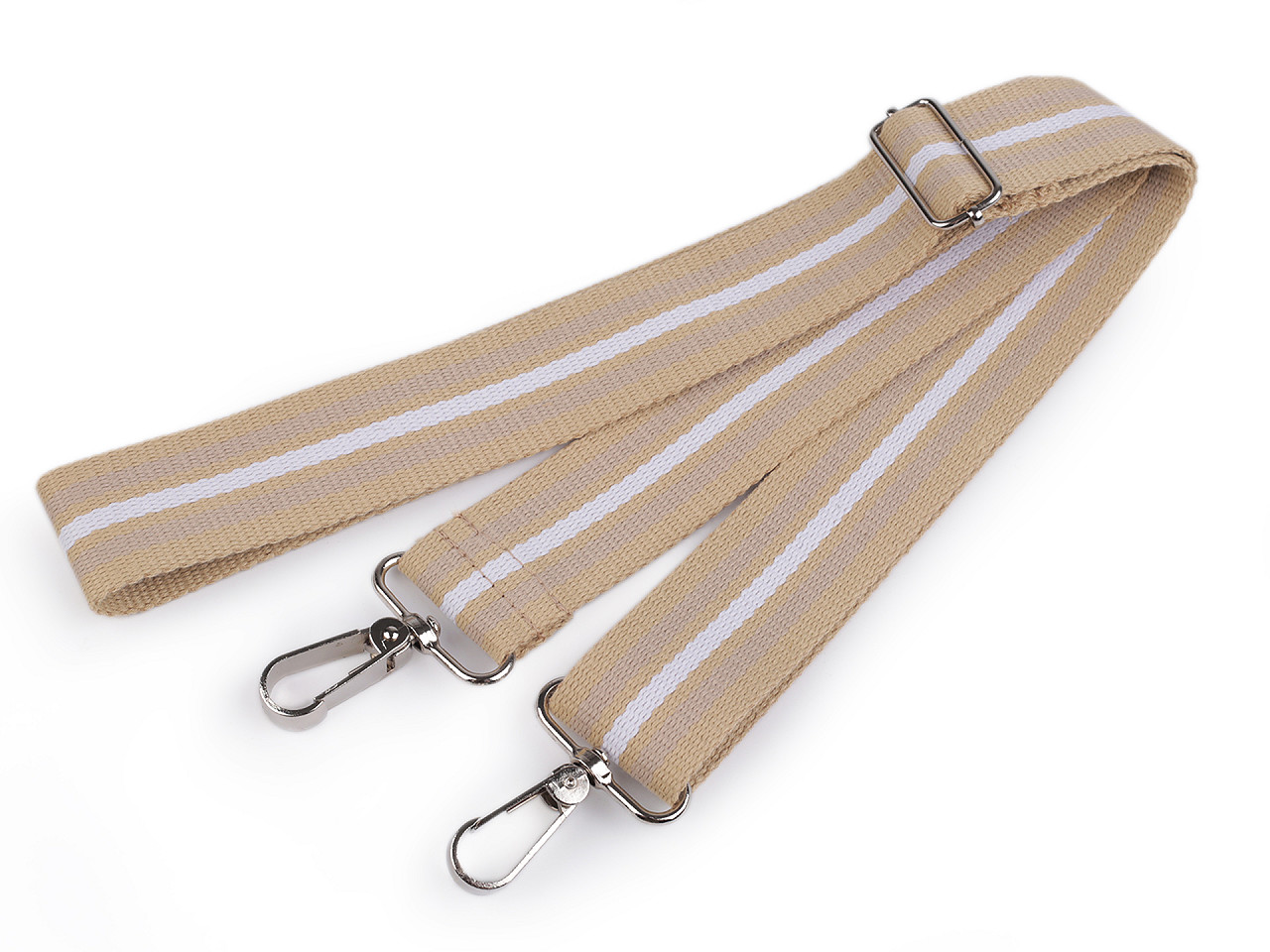 Textile handle / strap for bag with carabiners, width 3.8 cm, beige, 1 pc